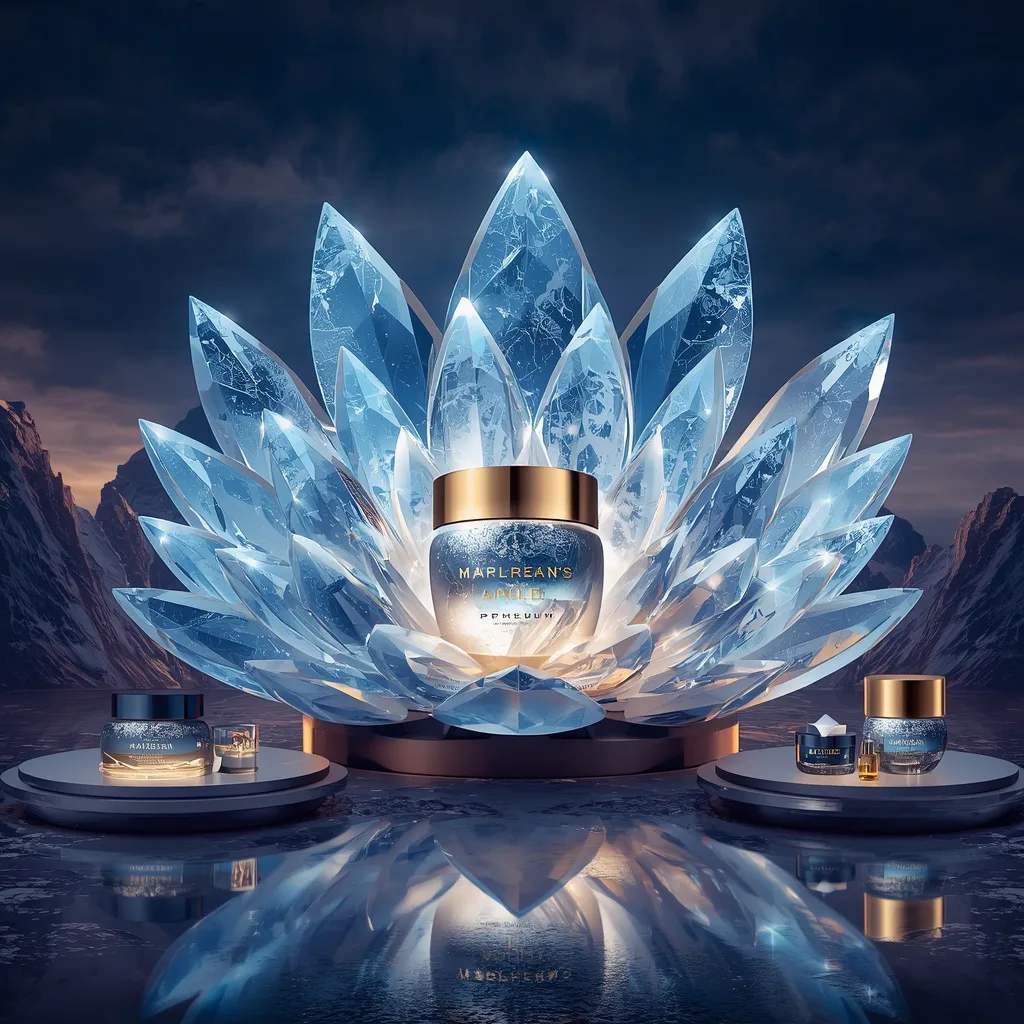 Monumental Crystal Energy Flower Display – serene lakeside cabins ai prompts – AI generated example