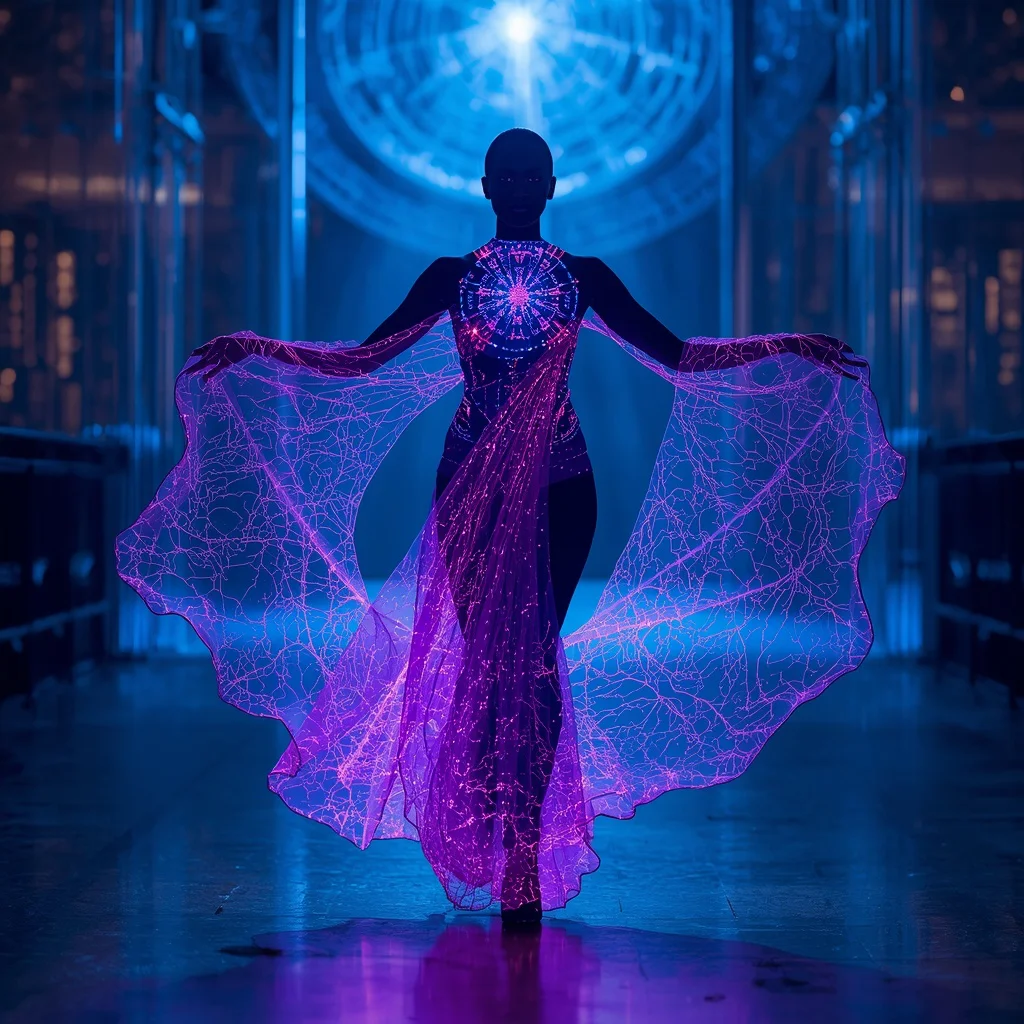 Cosmic Neural Silk Vortex Saree with Living Space Intelligence Fabric | traditional saree prompt for wedding — AI image prompt