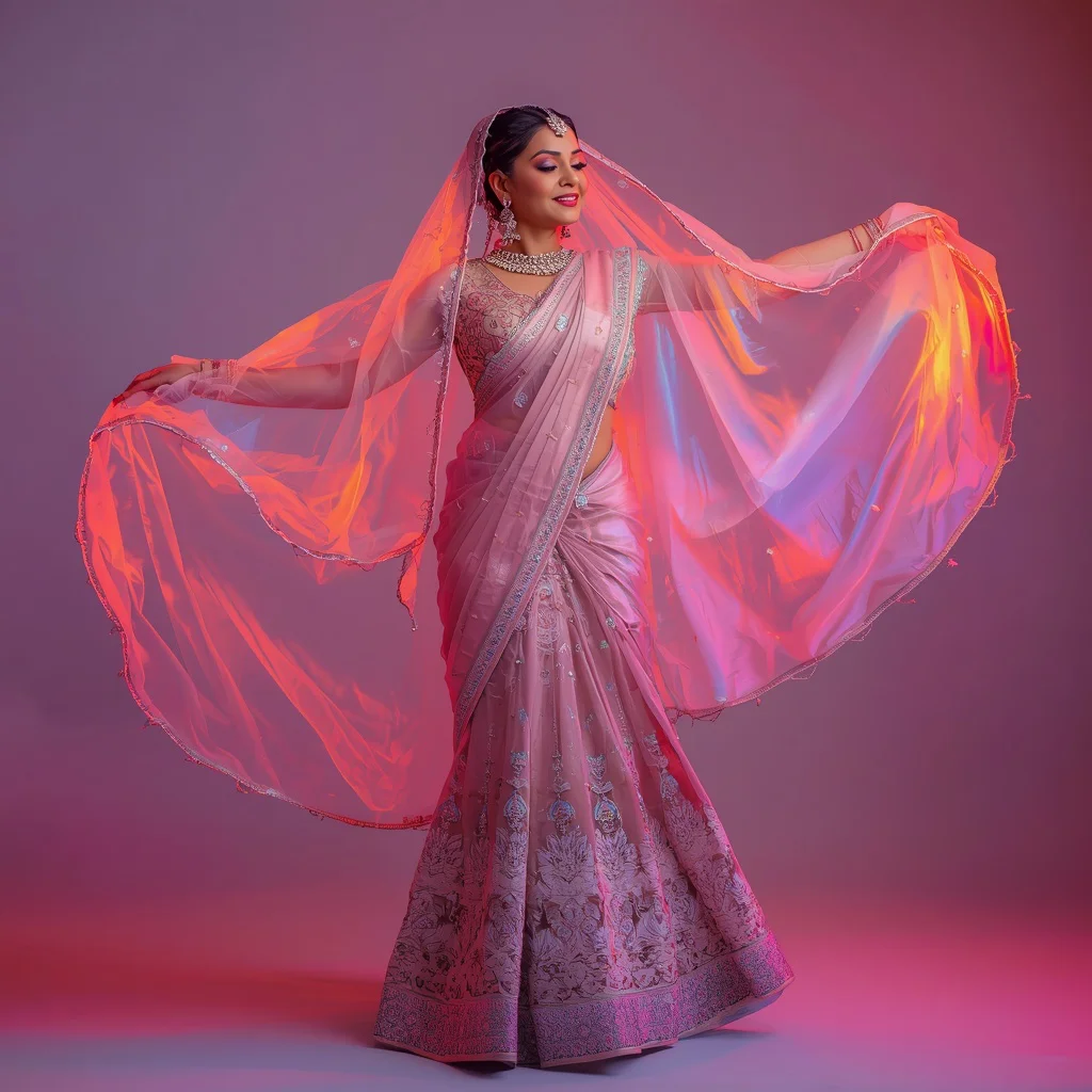 Fancy Festival Saree Aurora Veil Queen Look | prompt seen girl dress — AI image prompt