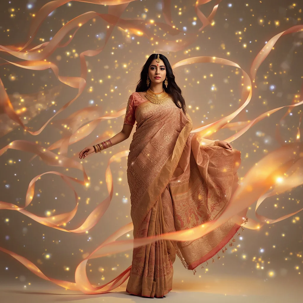 Fancy Festival Saree Celestial Ribbon Flow Look | prompt seen trending girl 2026 instagram — AI image prompt