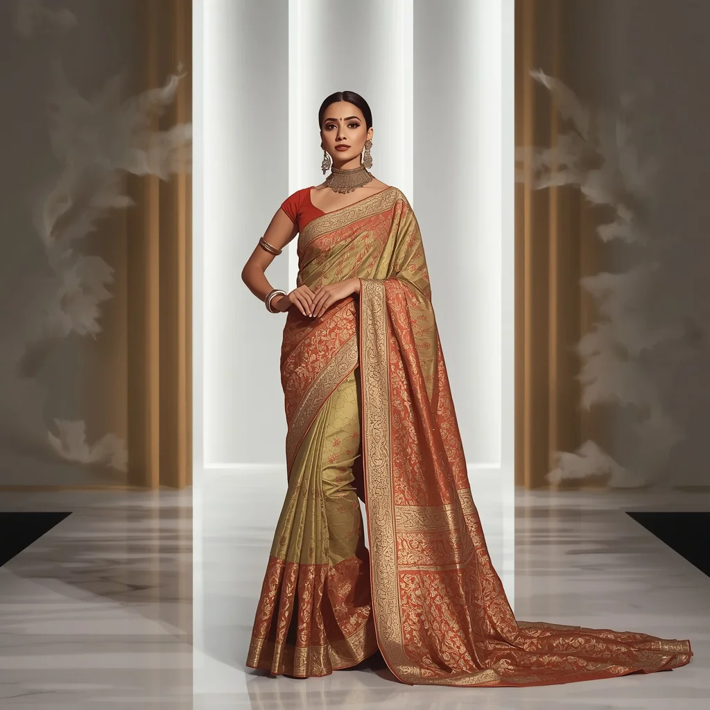 Fancy Festival Saree Polished Reel Runway Queen | traditional saree prompt in english — AI image prompt