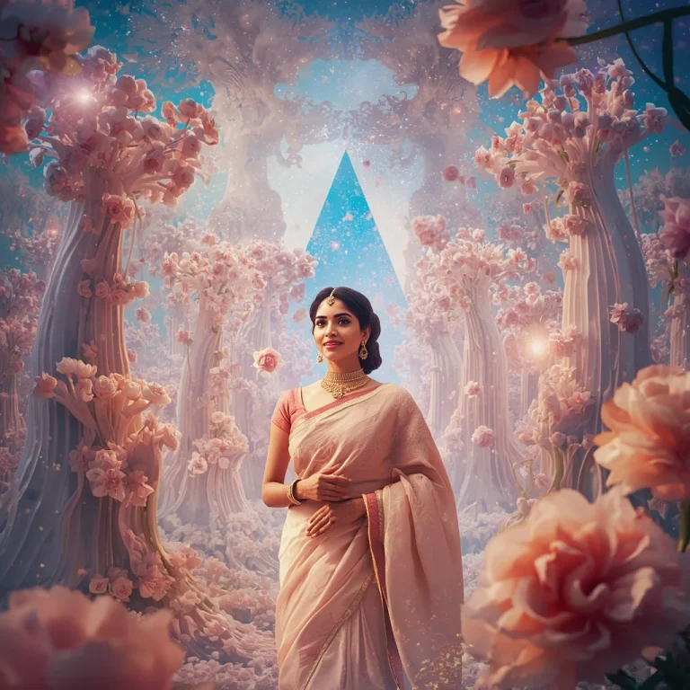 Festive Pastel Saree Eternal Quantum Bloom Sovereignty Collage Ultra Luxury | new instagram trend prompt for girl saree look copy and paste in english — AI image prompt
