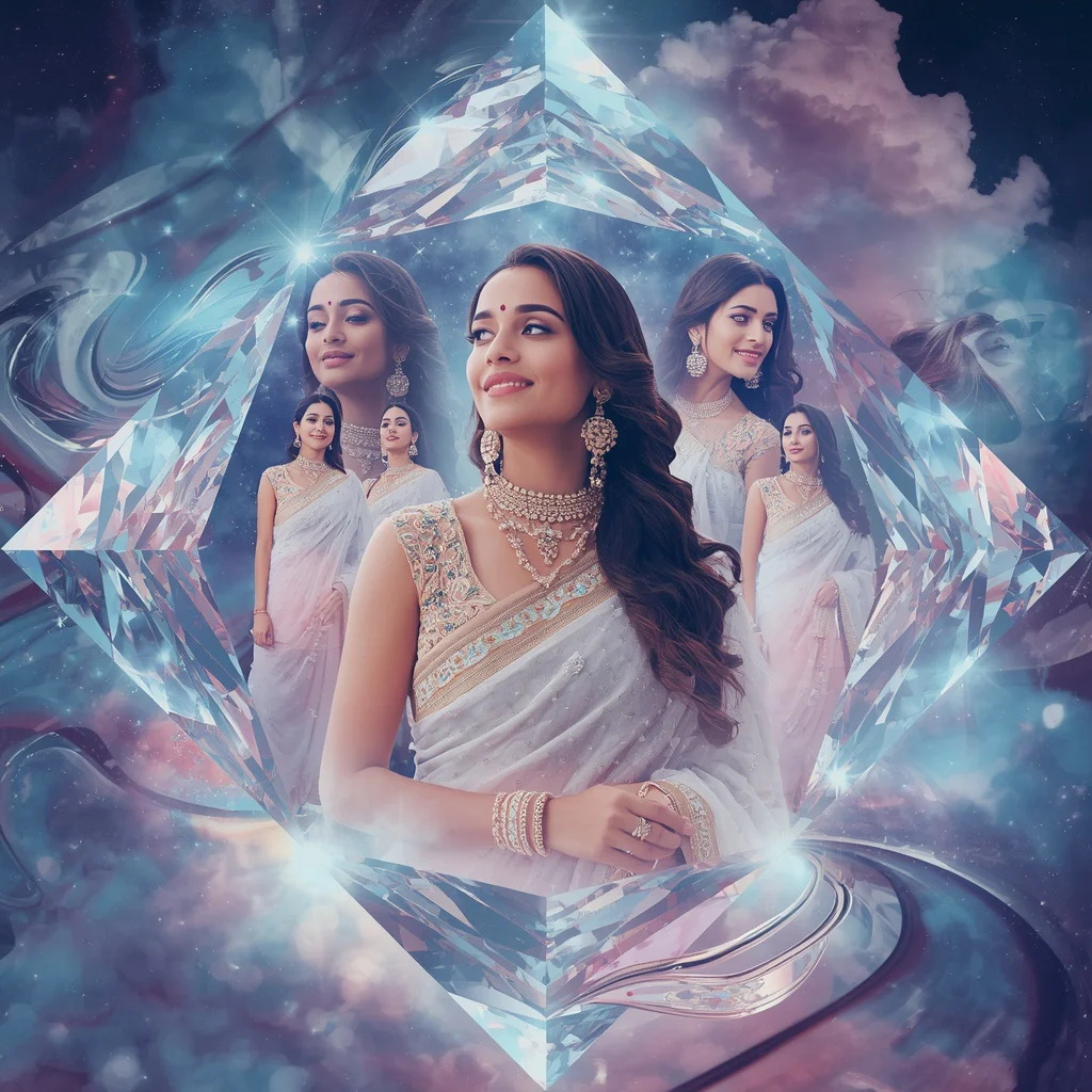 Festive Pastel Saree Liquid Diamond Aurora Celestial Dominion Collage Luxury Cinematic | ai image generator prompt text — AI image prompt