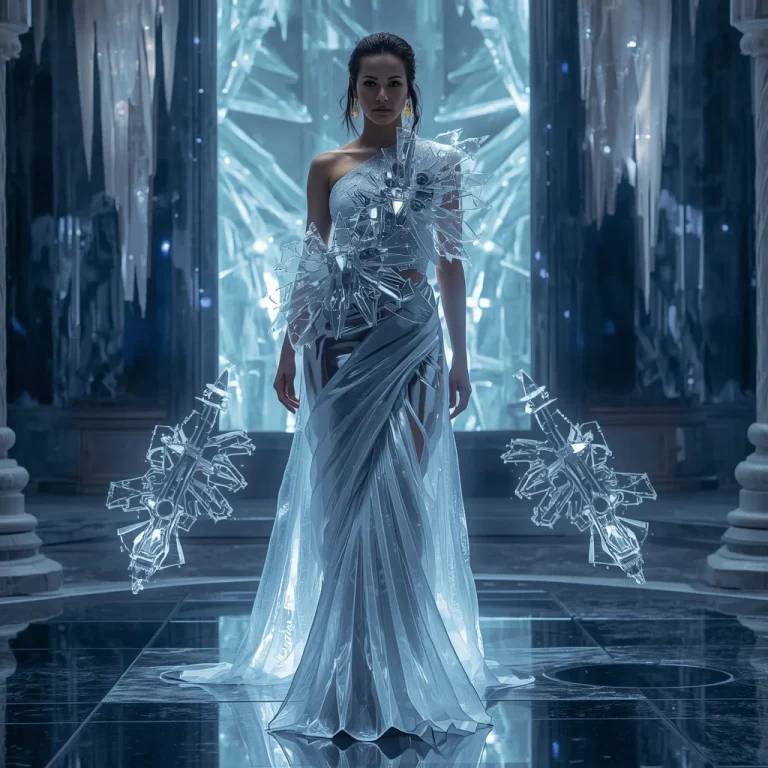 Floating Plasma Mirror Ice Saree with Dual Reality Frost Engine | chat gpt prompt link — AI image prompt