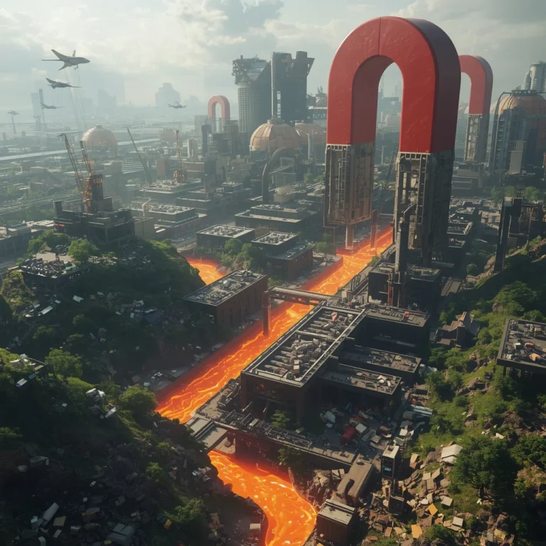 Futuristic Garbage Recycling City Powered By Giant Magnets | ChatGPT Prompt — AI image prompt