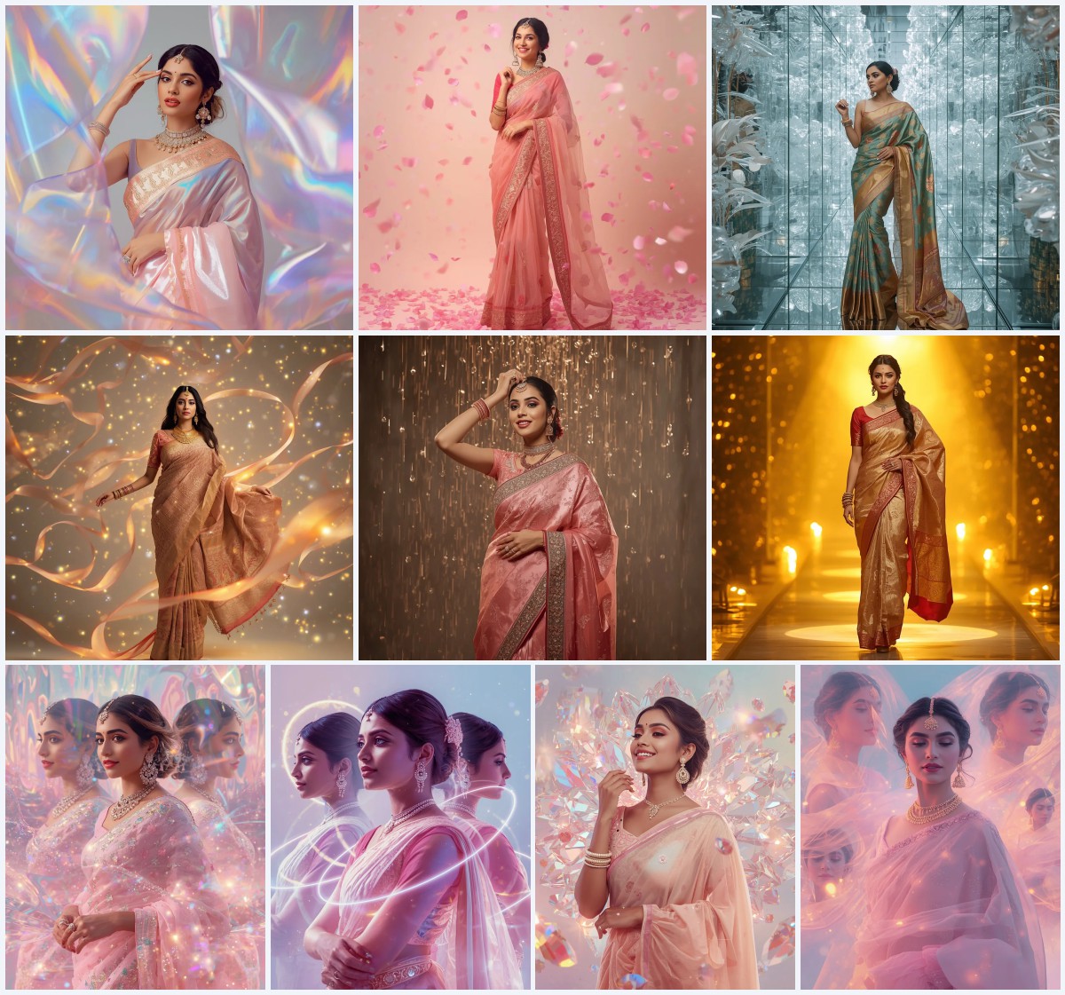 Glamorous Feather Detail Saree AI Prompts for Avant-Garde Looks | traditional saree prompt for chatgpt in english for girl
