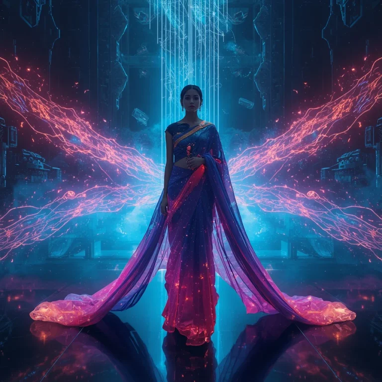 Infinite Neon Crystal Plasma Galaxy Saree with Reality Expansion Flow | prompt for gemini ai girl in saree copy and paste — AI image prompt