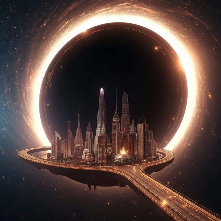 Luxury Fashion Capital Floating Around Giant Black Hole Ring | ai new prompt free download — AI image prompt