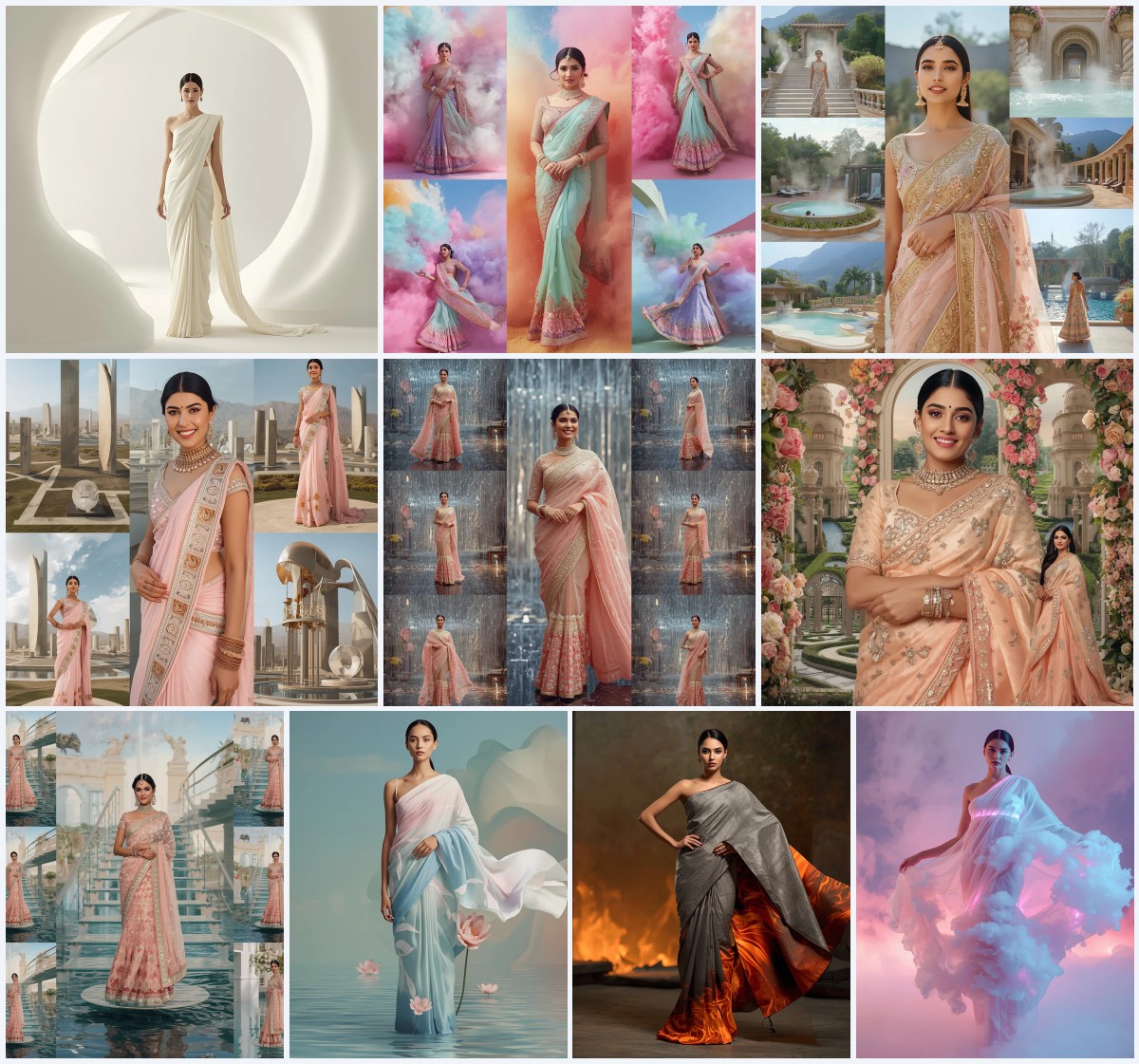 Modern Belted Saree AI Prompts for Structured Contemporary Fashion | prompt seen girl dress