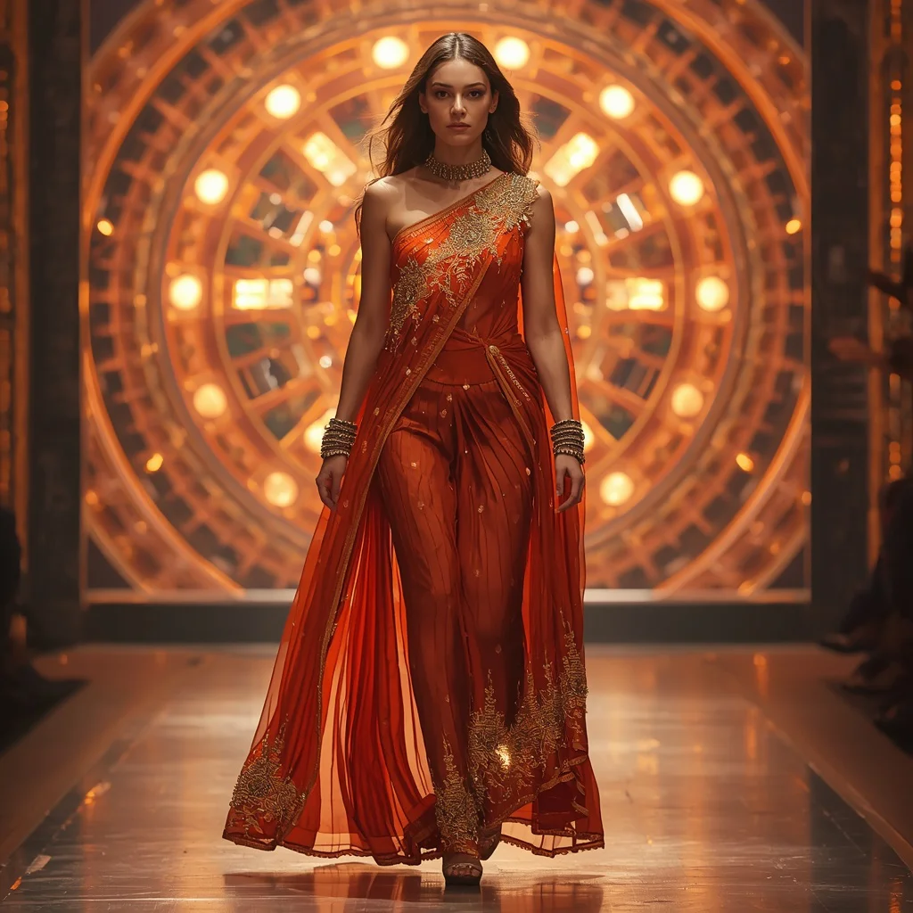 Solar Ember Inferno Zenith Apex Quantum Armor Saree with Firestorm Dome Cathedral Reactor Core System Engine | indian saree ai prompt — AI image prompt