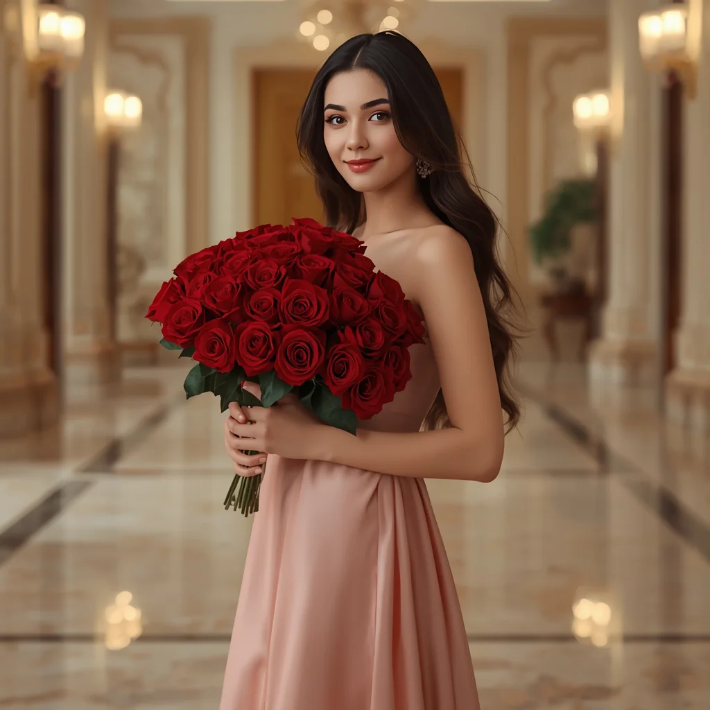 Beautiful Girl with a Bouquet of Roses | new prompt girl ai photo — AI image prompt