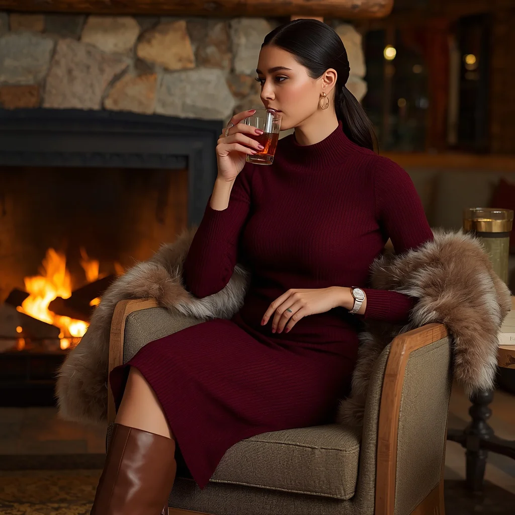 Sophisticated Winter Elegance: A Cashmere Knit Midi Dress | prompt chatgpt — AI image prompt