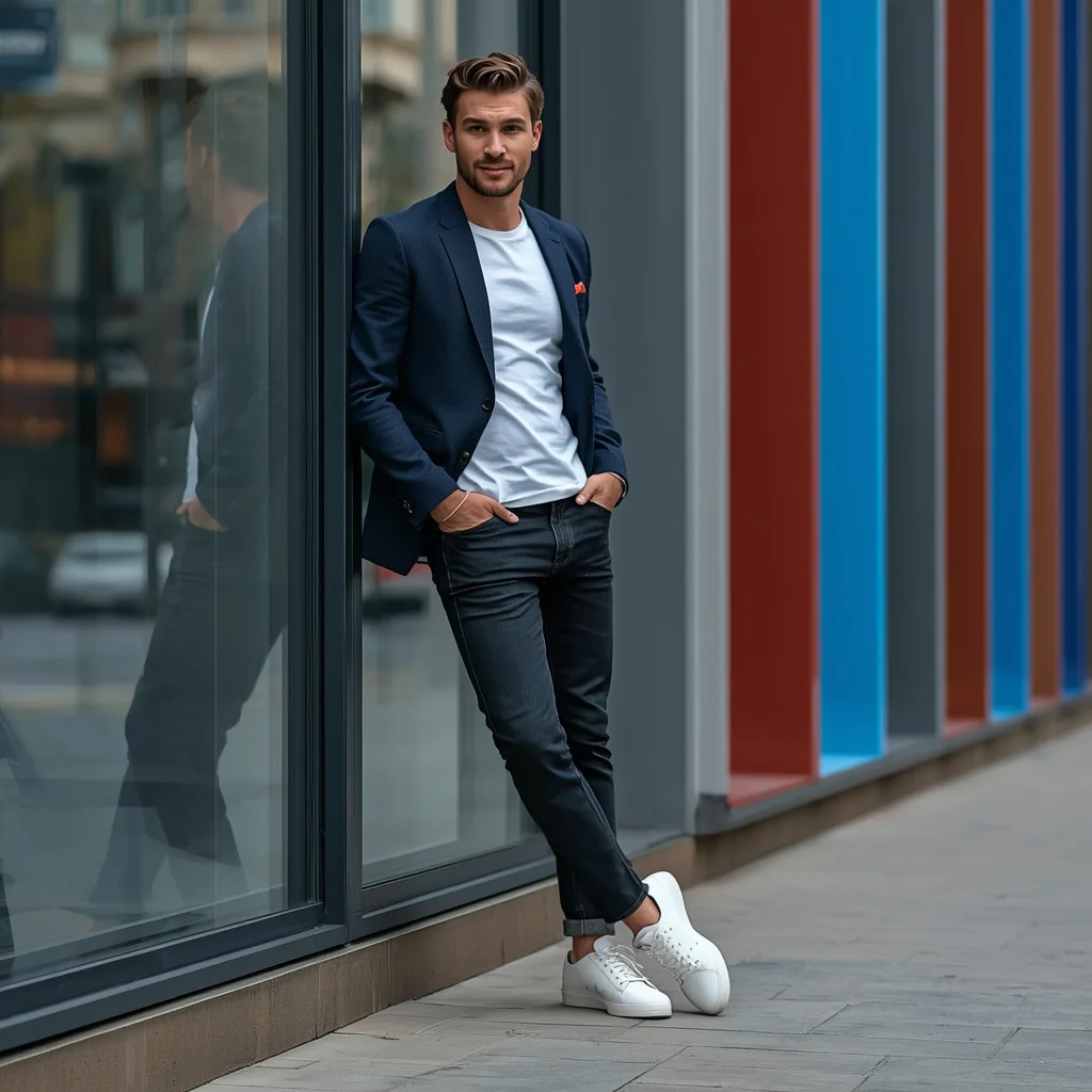 The Refined Gentleman: A Man in a Smart Casual Blazer | ai gemini prompt — AI image prompt